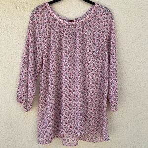 Matilda Jane Chelsea Sheer 3/4 Sleeve Pink Floral Peasant Shirt Medium